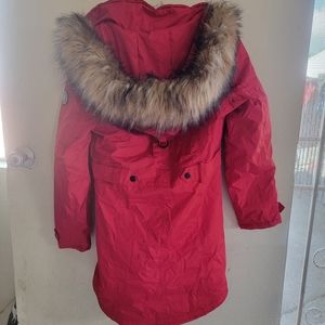 Madden Girl Red Puffer Jacket With Removable Fur  Brand New